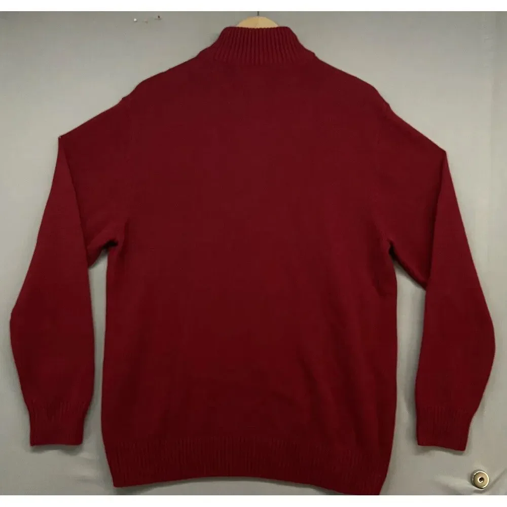 US Polo Assn Sweater‎ XL-Long Sleeve-1/4 Zip-Color Block--Red-Christmas-MSRP $70
